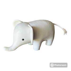 Zuny White Elephant Faux Leather Bookend Collectible